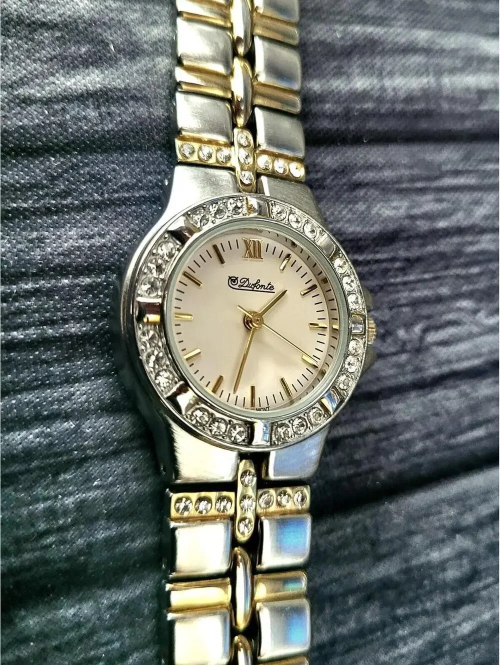 Rare Vintage Dufonte Woman's Diamond Bezel‎ Enamel Dial Watch
